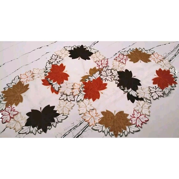 Fall Harvest Placemats & Table Runner Maple Leaves Autumn Pumpkins Thanksgiving - Picture 7 of 10